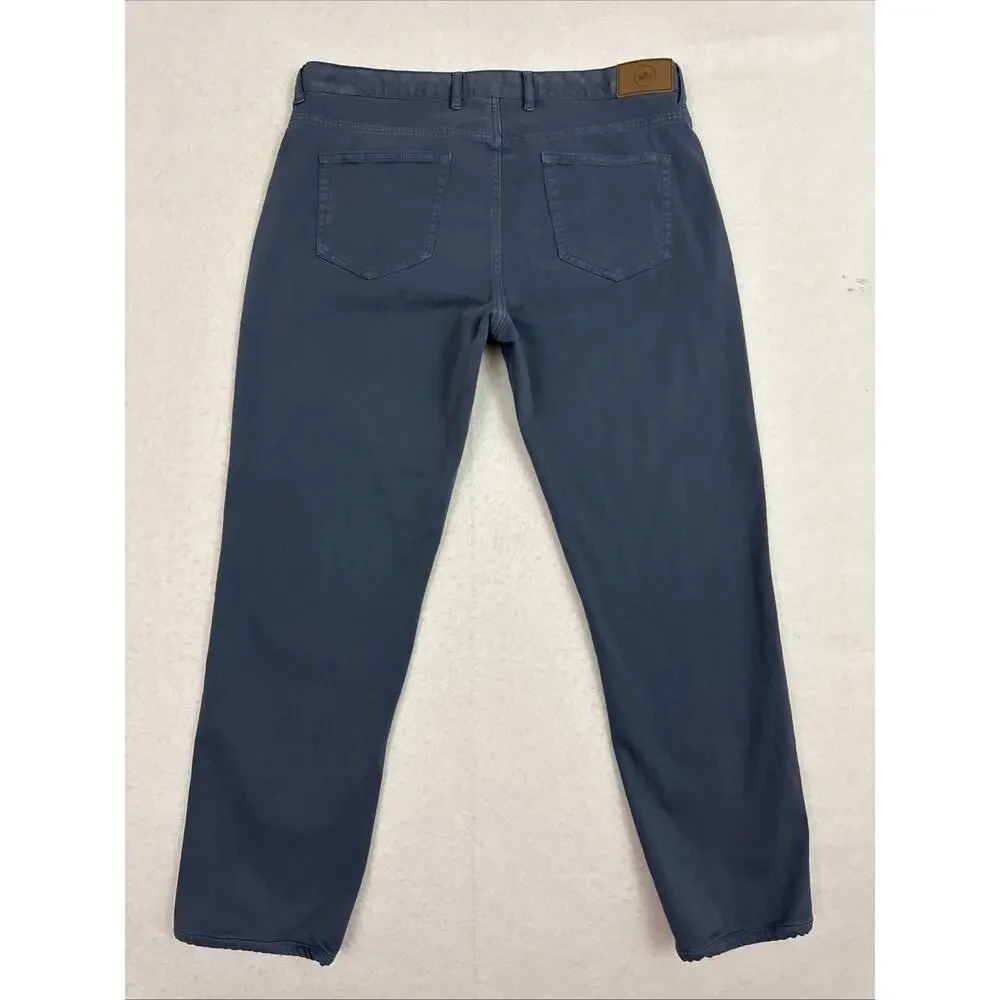Peter Millar Ultimate Sateen Pants Mens 36 Blue Five Pocket Stretch Golf